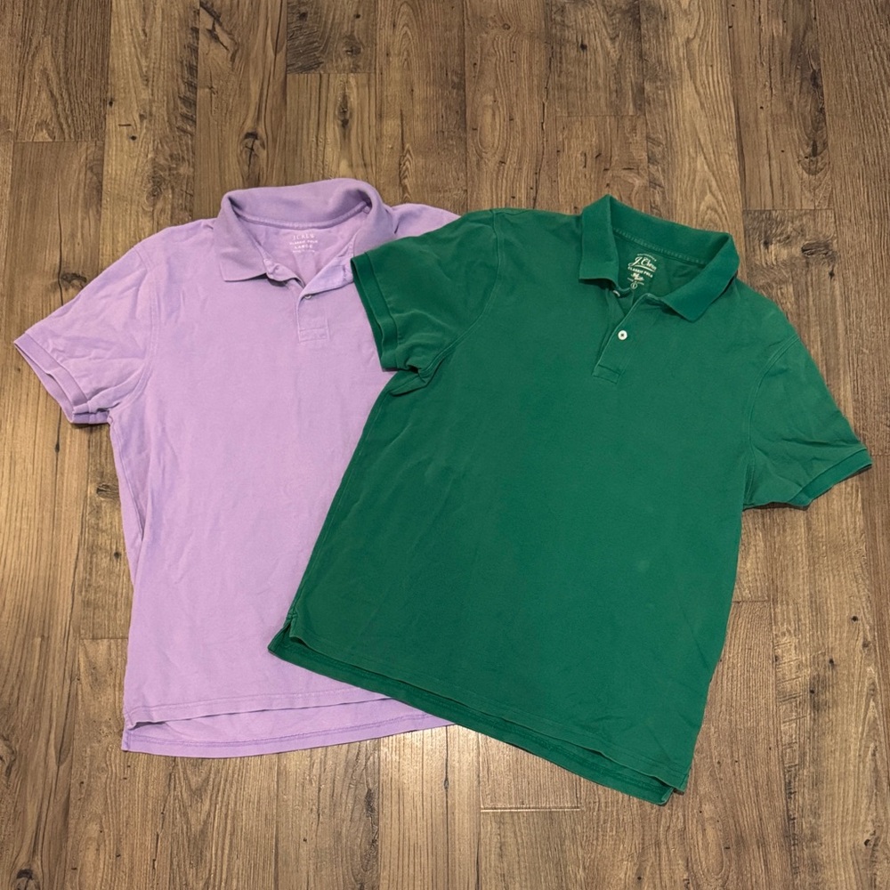 GUC J.Crew Classic Purple and Green Polo Shirts - Large